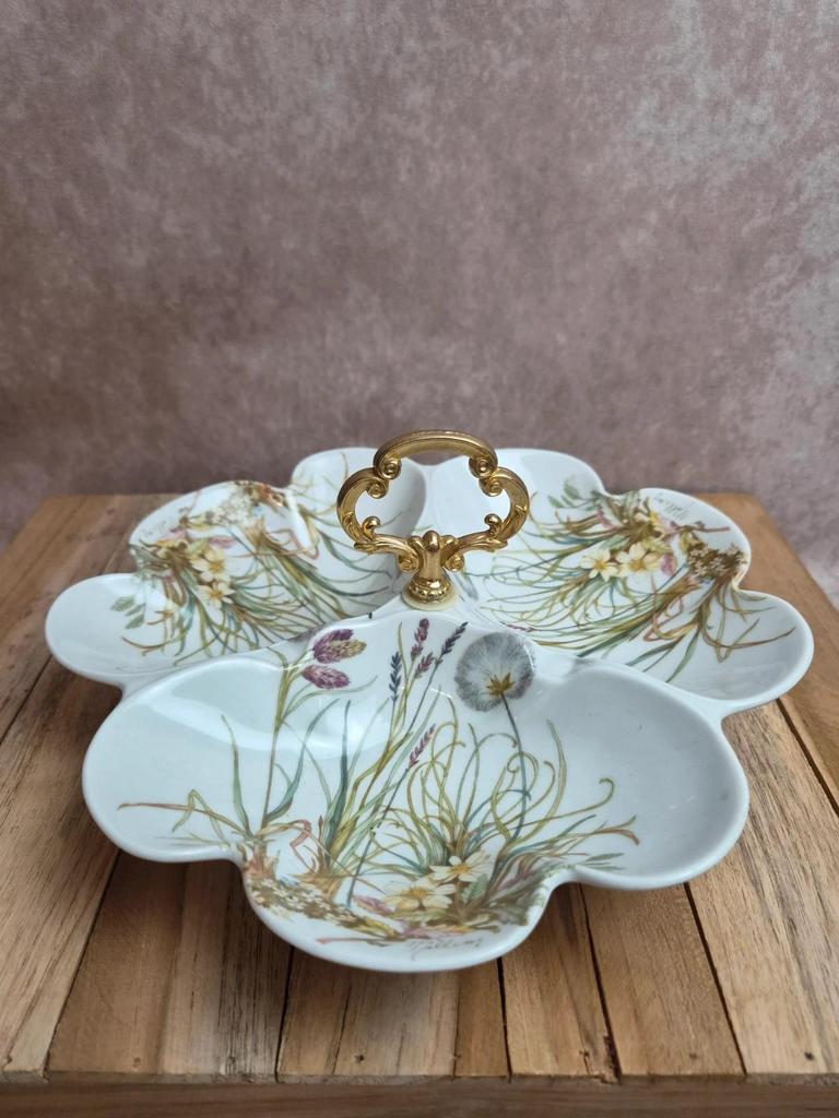 Serviteur 3 compartiments Pillivuyt France – décor Virginie signé Molling