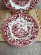 2 assiettes creuses vintage toile de Jouy rouge Grindley Homeland Staffordshire Angleterre