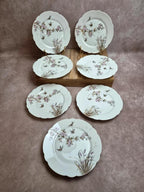 Lot de 7 assiettes anciennes en porcelaine – Décor oiseaux et fleurs polychromes