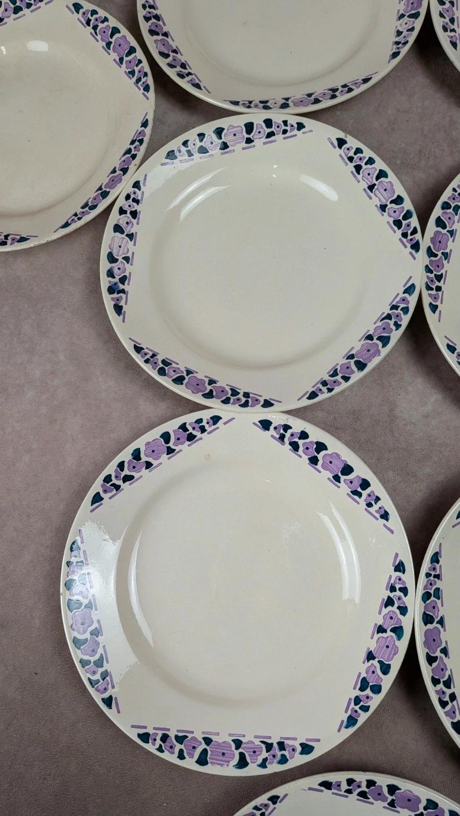 Lot 9 assiettes plates Longchamp Terre de Fer modèle Cannes