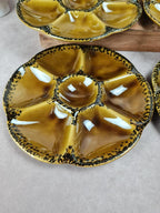 Lot de 8 assiettes à huîtres Gien, magnifique service vintage