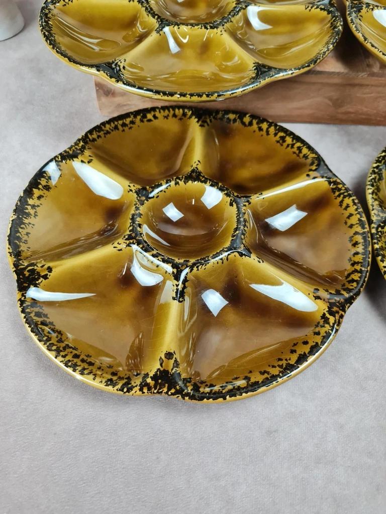 Lot de 8 assiettes à huîtres Gien, magnifique service vintage