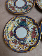 Lot de 4 soucoupes peintes à la main Thaïlande – Décor floral polychrome et dorures