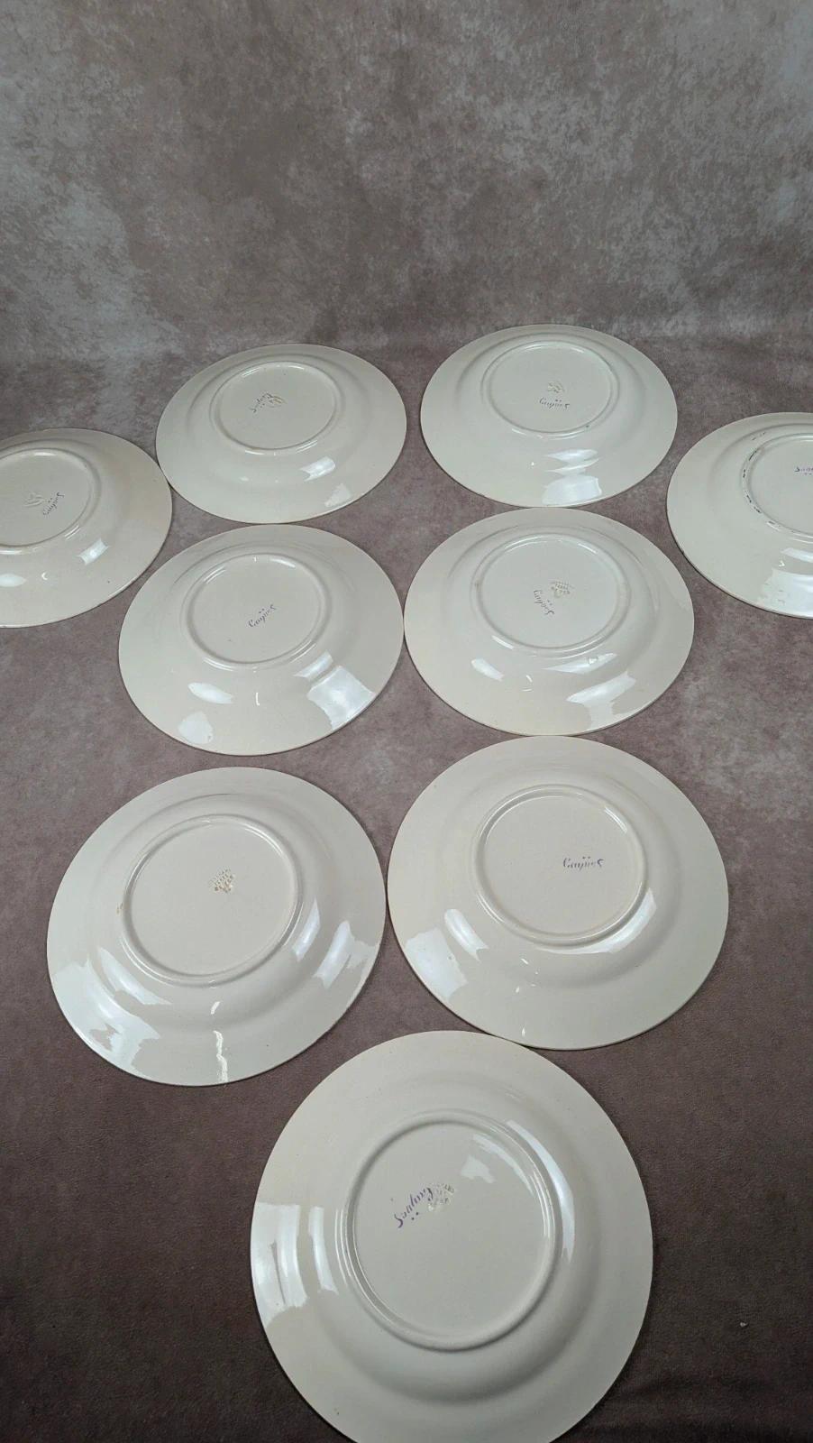 Lot 9 assiettes plates Longchamp Terre de Fer modèle Cannes