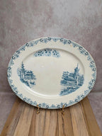 Plat ovale ancien Terre de fer Hb&c modèle Saïgon décor asiatique