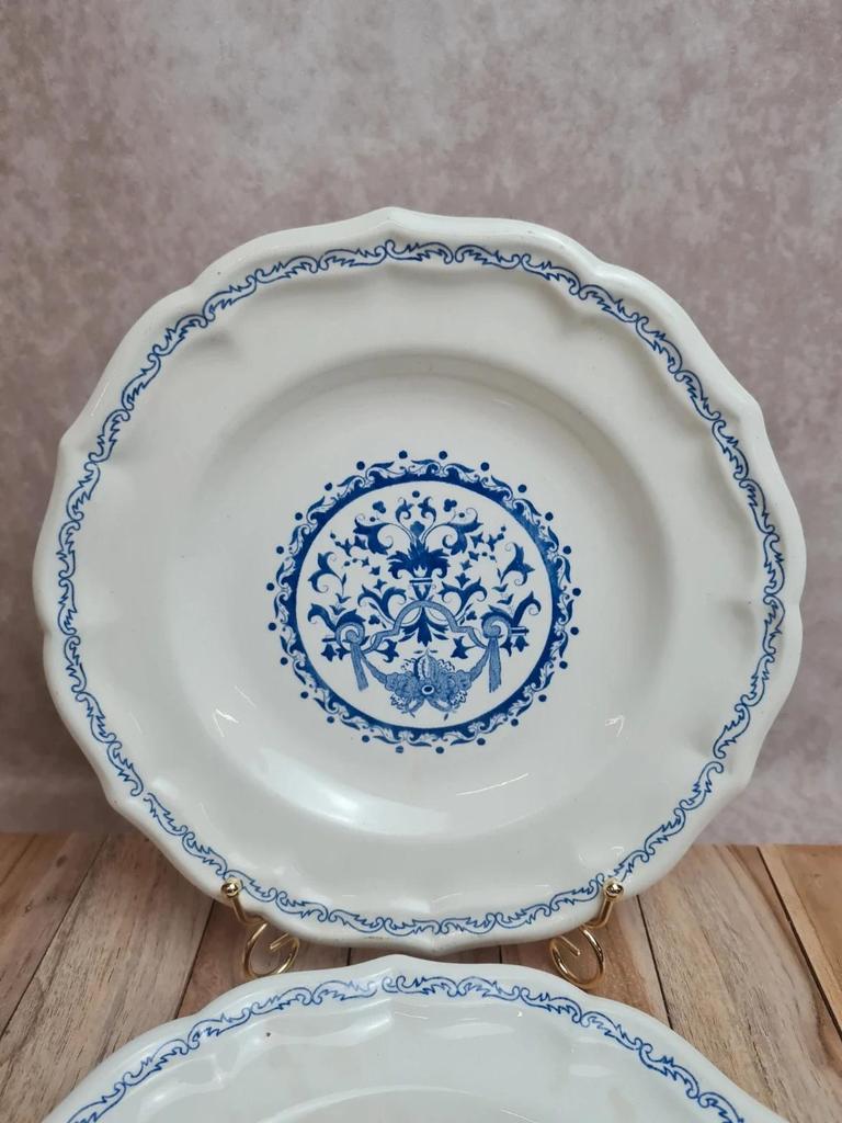 Paire d’assiettes Gien modèle Rouen bleu – décor classique 💙