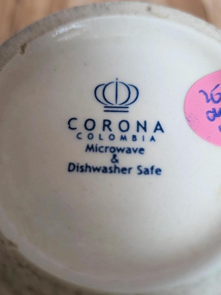 Mug Corona Colombia décor rouge esprit toile de Jouy