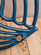 Dessous de plat vintage bleu forme feuille 🍃 fonte/fer recouvert plastique rétro design