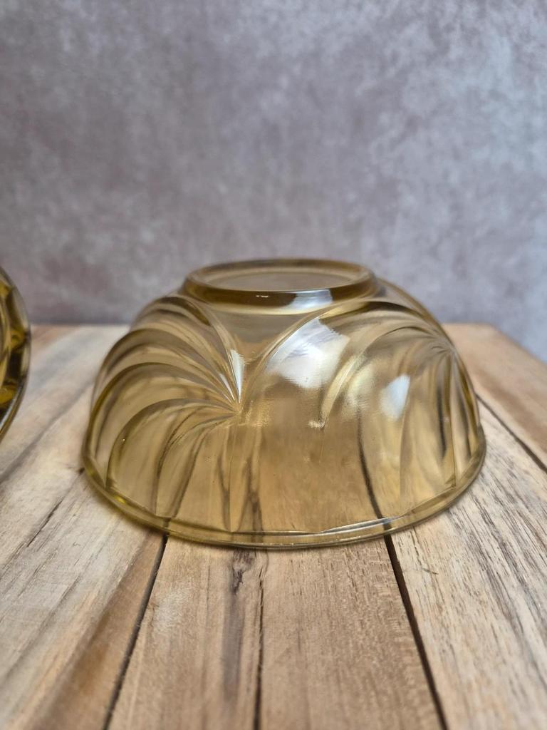 Bonbonnière vintage en verre ambré Made in France