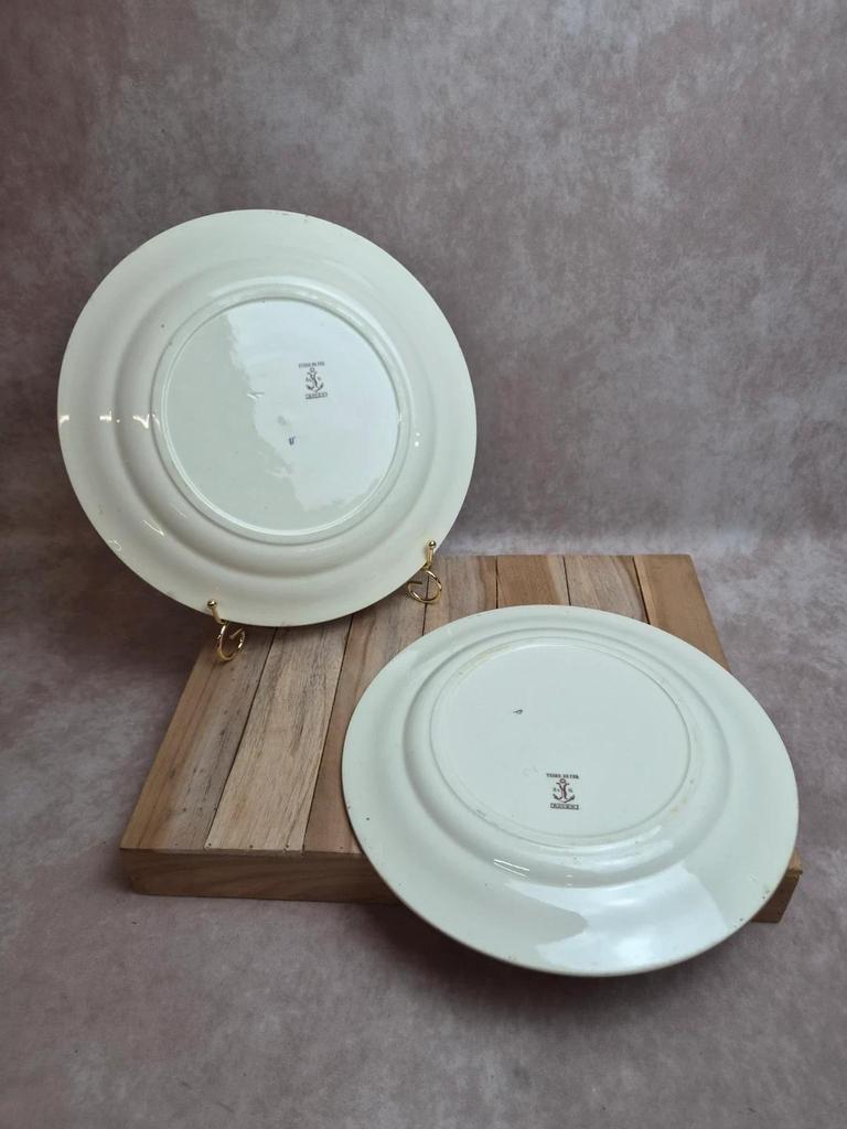 2 plats ronds Terre de Fer Clairefontaine Rouen sépia Xixe