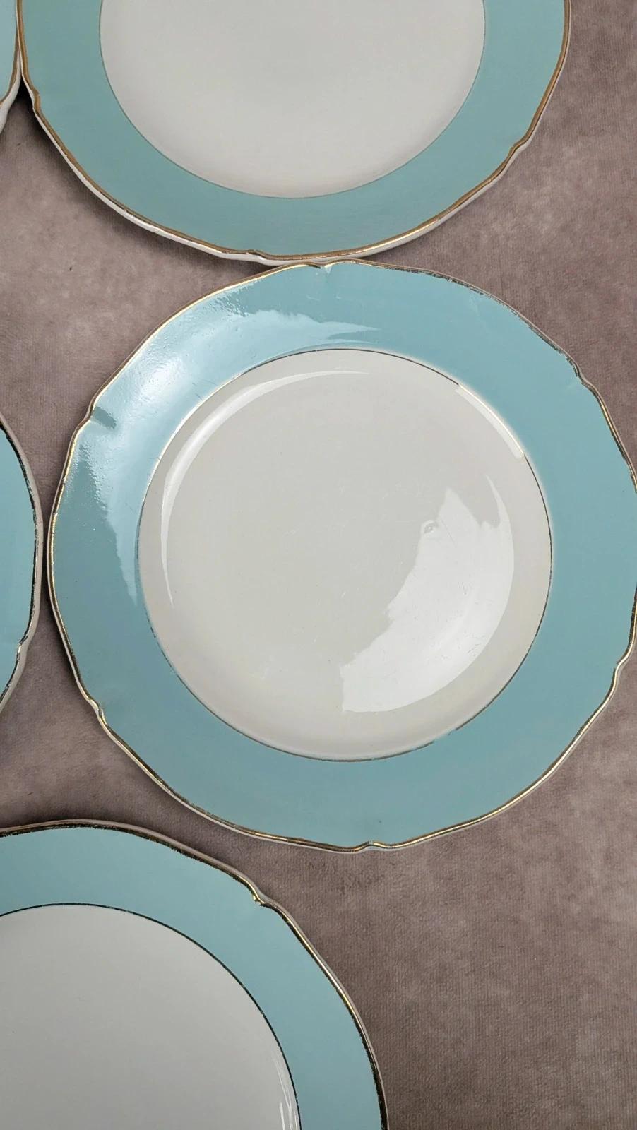 Lot de 5 assiettes plates anciennes Seranord Saint-amand – Modèle Chambord