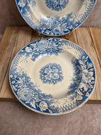 Lot de 2 assiettes creuses en terre de fer Sarreguemines – Modèle Jardinière – Décors variés