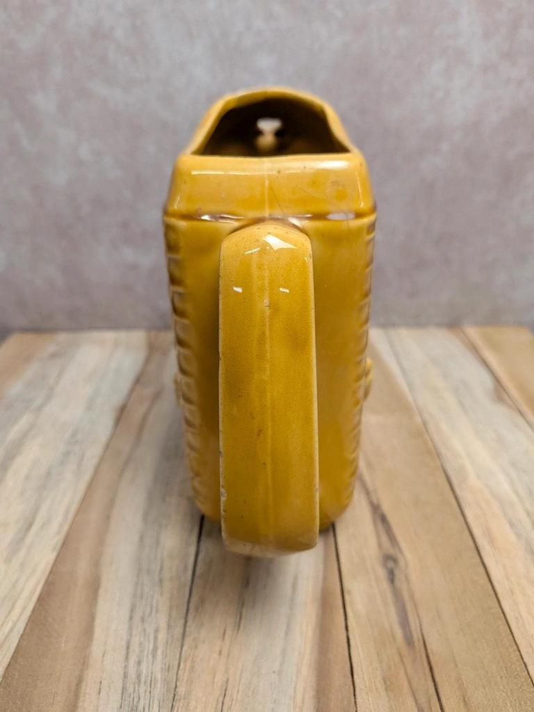 Pichet vintage Saint-clément France abeilles décor ruche céramique jaune