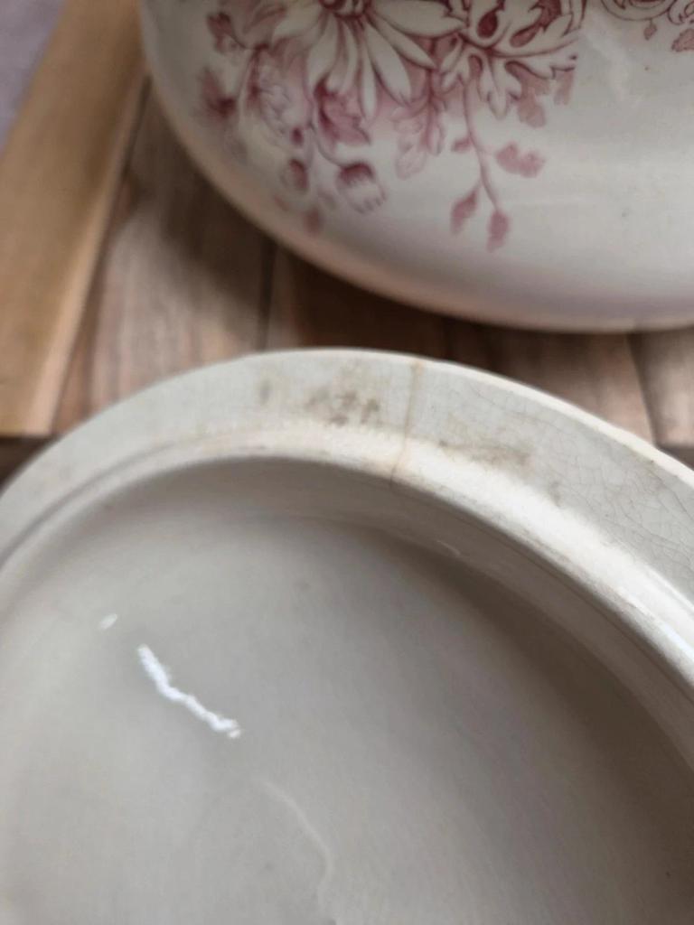 Soupière ancienne Gien “fleurs d’automne” 🌸 Terre de fer vintage