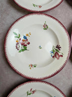 Lot de 6 assiettes creuses Sarreguemines – modèle Strasbourg – décor floral peint à la main