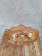 Coupe vintage en verre pressé orangé sur pieds 🧡
