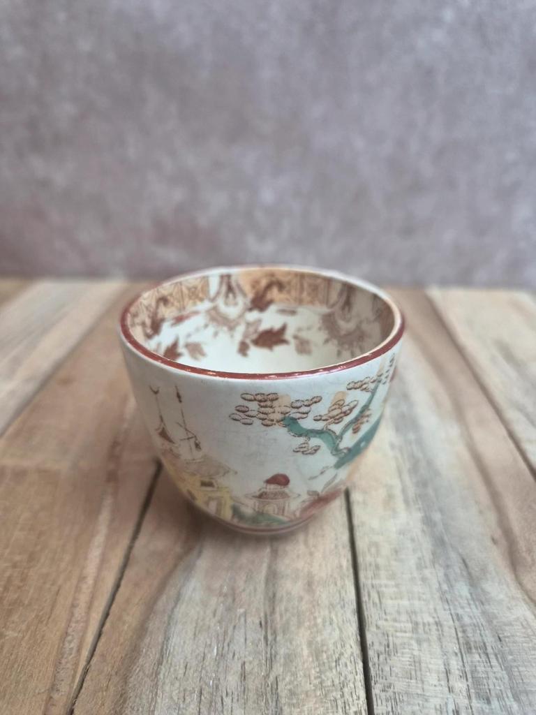 Tasse terre de fer Sarreguemines modèle Kyoto polychrome ancienne