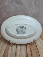Ravier ancien Tonquin Myott décor toile de Jouy bleu – bord dentelé