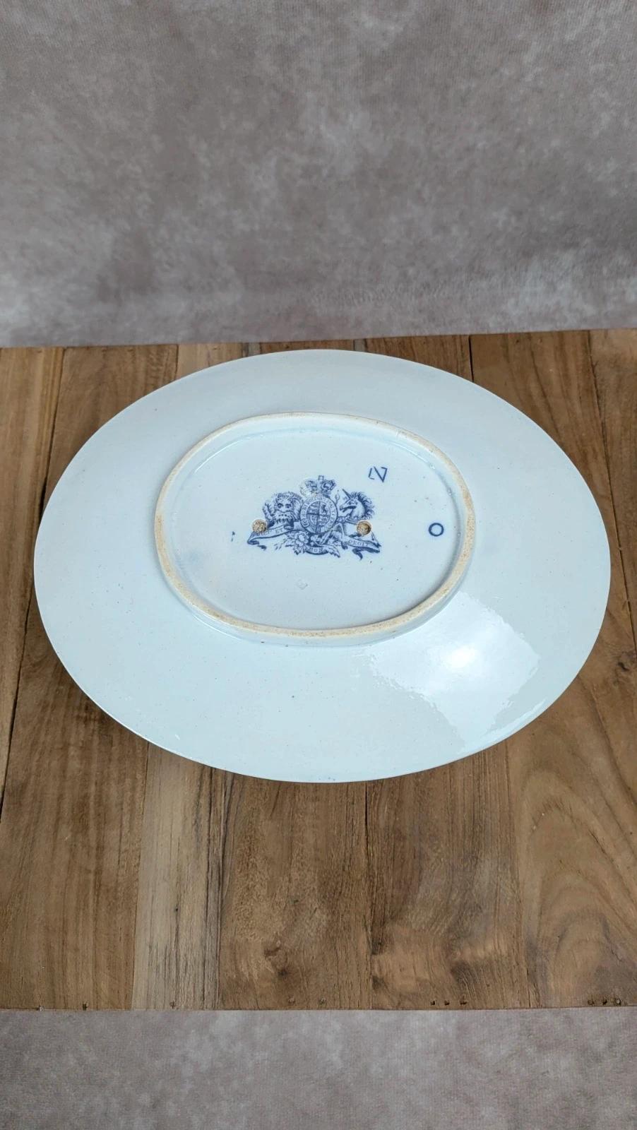 Saucière ancienne anglaise en faïence fine – décor violet – Xixe