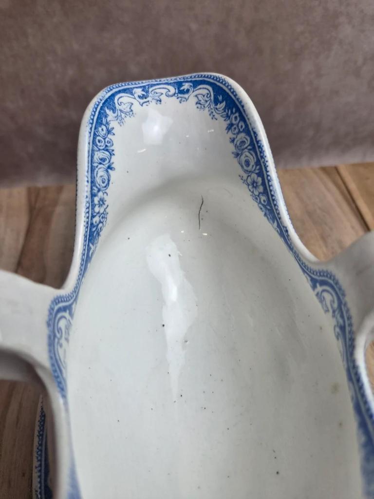 Saucière ancienne Jules Vieillard & Cie Bordeaux – Modèle Guirlande - Faïence fine Xixe