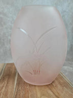 🌸 Paire de vases Bergère de France – verre dépoli rose poudré 🌸