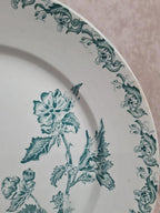 Grand plat rond ancien Saint-amand modèle Richelieu 🌿 Terre de fer verte vintage