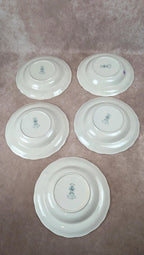 Lot de 5 assiettes creuses Lunéville décor bleu traditionnel