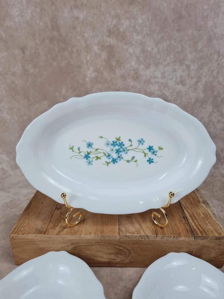 🌿 Lot de 3 plats ovales Arcopal Myosotis vintage 🌸