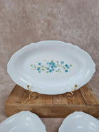 🌿 Lot de 3 plats ovales Arcopal Myosotis vintage 🌸