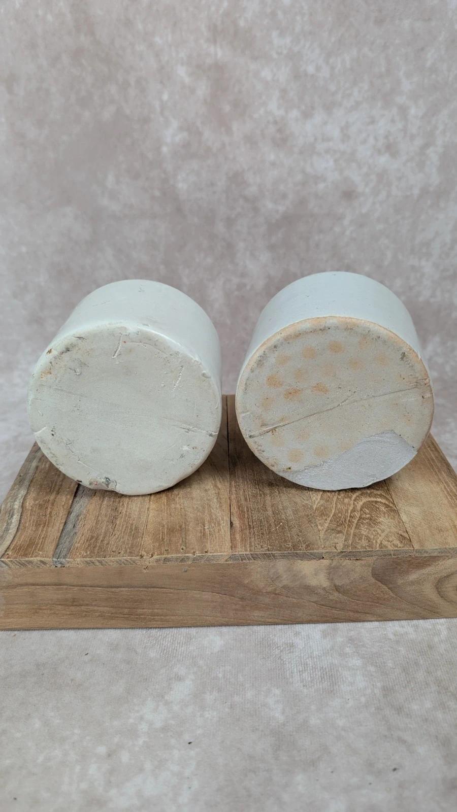 Deux pots anciens en grès blanc Lar Lagny – déco vintage campagne 🏺🤍