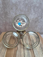 Serviteur apéritif vintage en métal argenté et verre Bormioli Rocco Italie