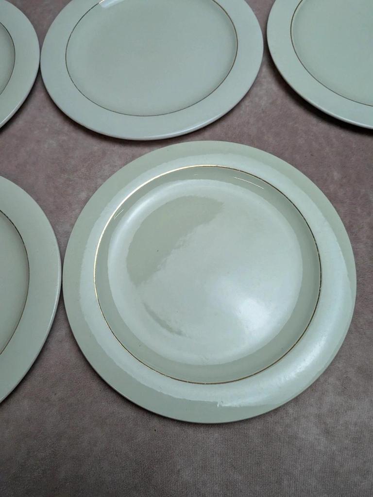Lot de 10 assiettes plates Opaceline Salins liseré doré vintage