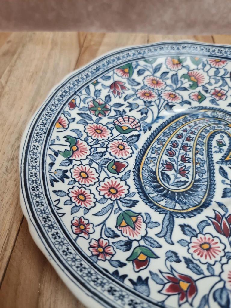 Bol à oreilles + soucoupe Gien décor main – circa 1960/1970 🌿