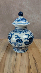 Potiche / Vase bleu et blanc style chinois – couvercle