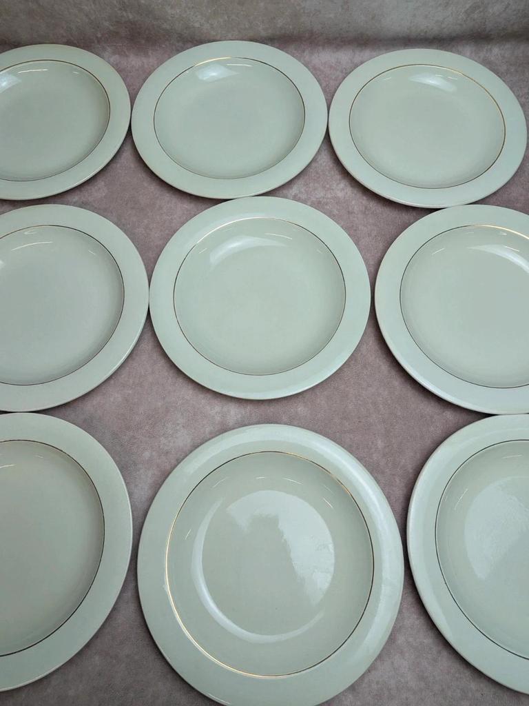 Lot de 12 assiettes creuses Opaceline Salins liseré doré vintage