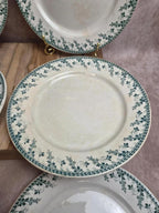 Lot de 6 assiettes plates terre de fer Gien Montigny – décor vert ancien