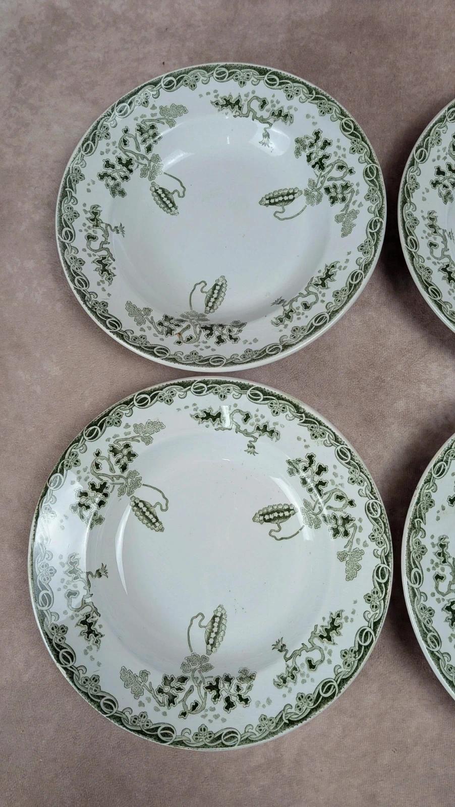 Lot de 4 assiettes creuses anciennes Saint-amand – Terre de fer – Modèle Modern Style