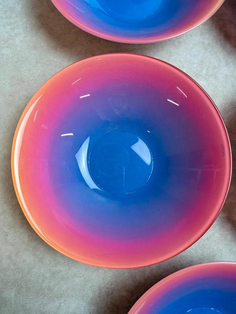 Lot de 7 coupelles Luminarc colorées vintage