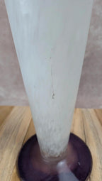 Grand vase en pâte de verre blanc & violet