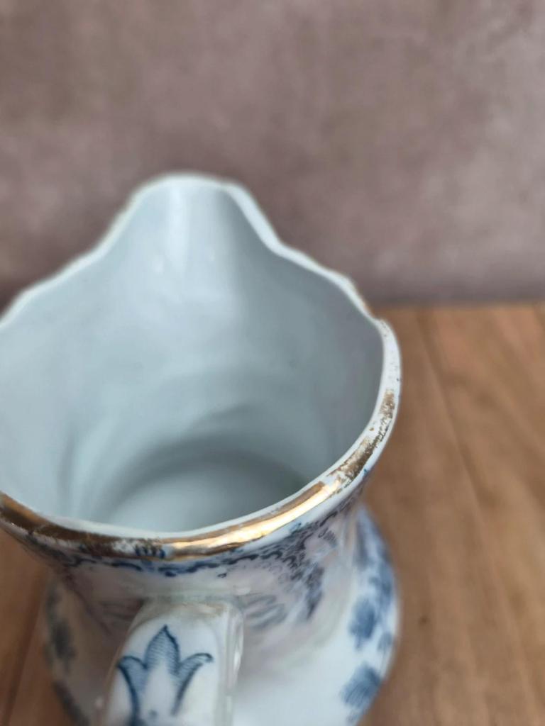 Pot à lait ancien Saint-amand et Hamage Régence terre de fer bleu