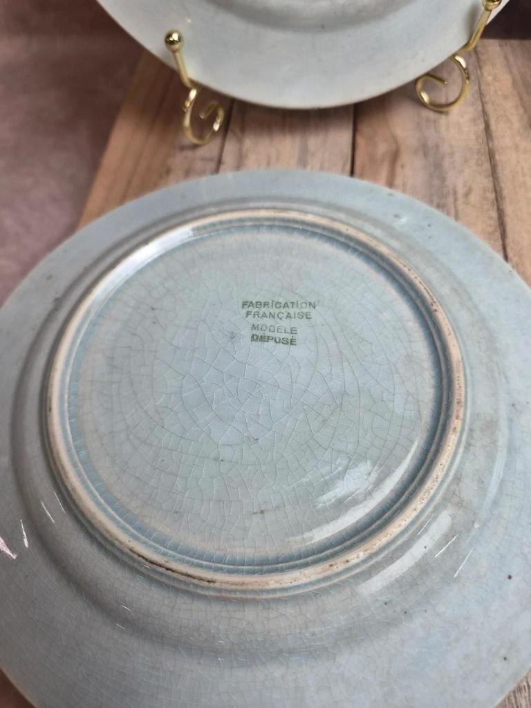 Lot de 6 assiettes à dessert en barbotine Saint-amand-les-eaux – Décors fruits