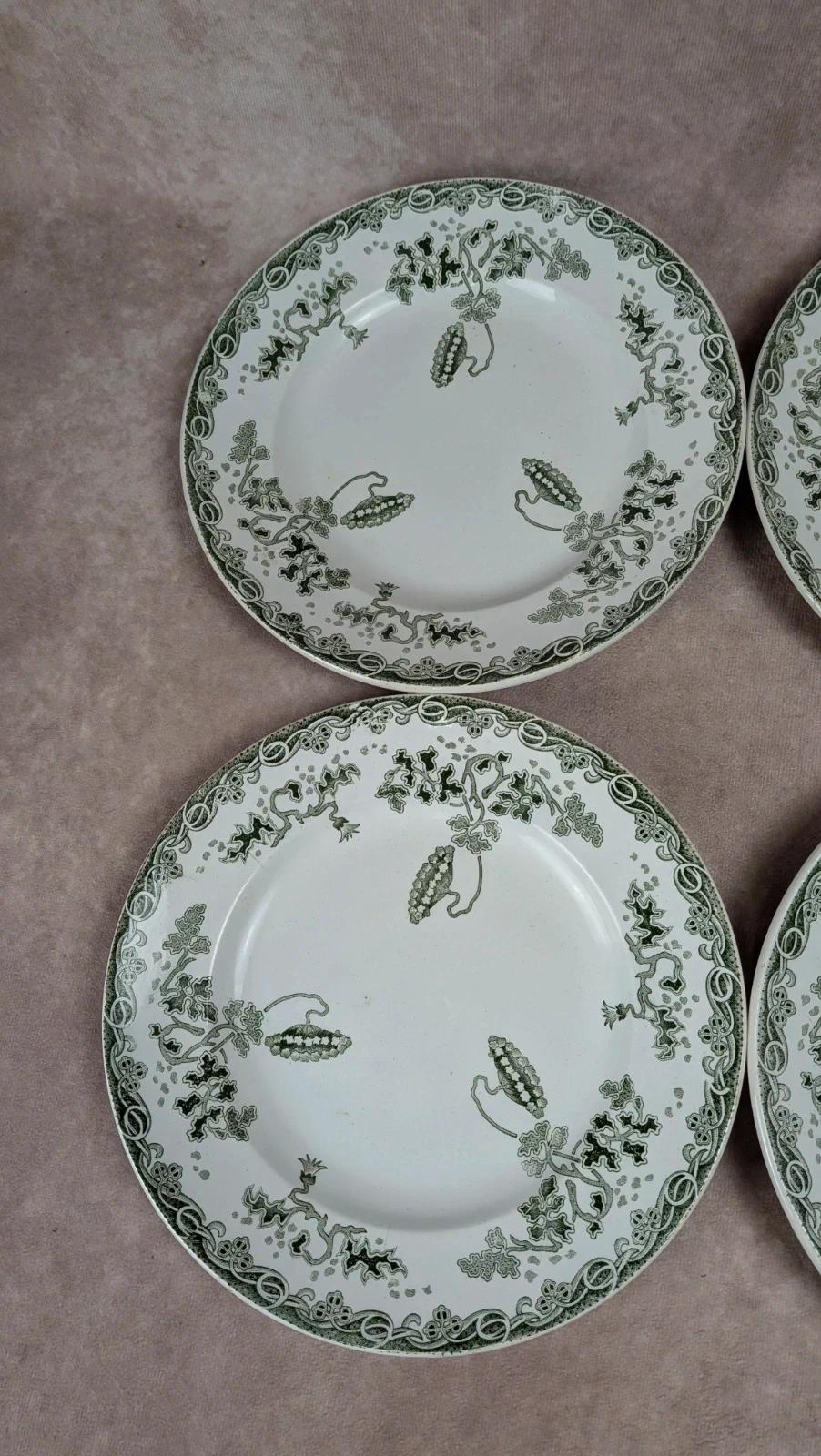 Lot de 6 assiettes plates anciennes Saint Amand – Terre de fer – Modèle Modern-style