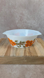 Grand plat Arcopal fleurs orange