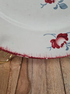 Assiette ancienne K&g Lunéville décor floral rouge – faïence française 🌹