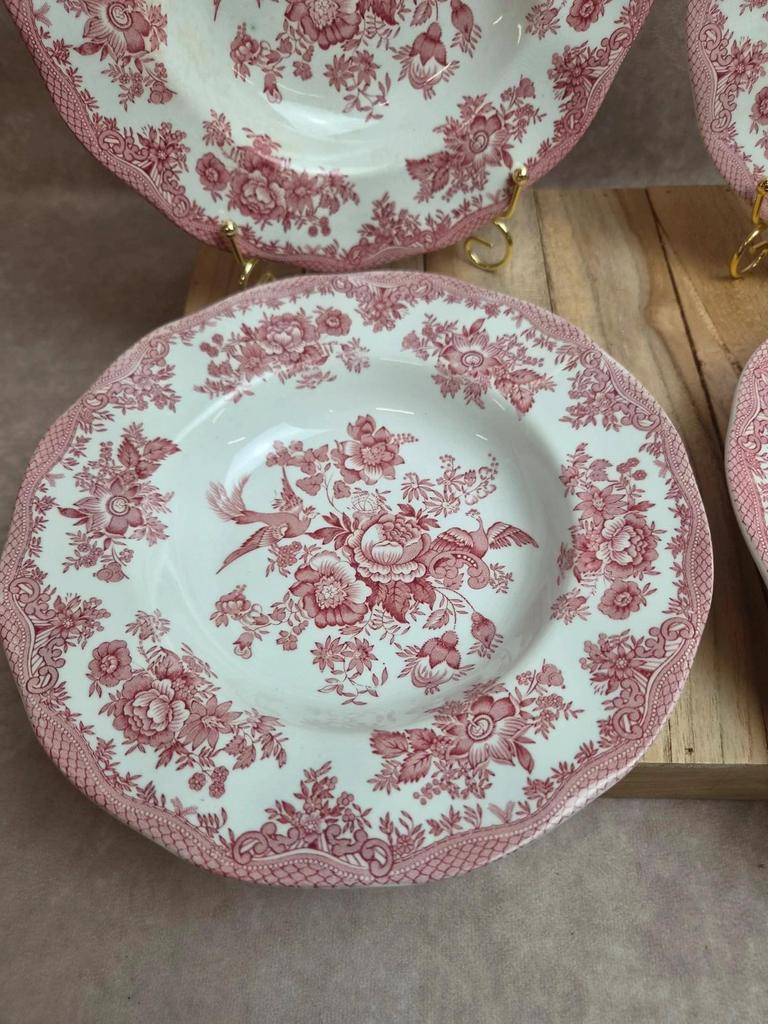 Lot de 4 assiettes creuses Enoch Wedgwood – Asiatic Pheasants – Faïence anglaise vintage