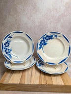 Lot de 4 assiettes Terre de fer Fp Granville – Décor bleu Art déco