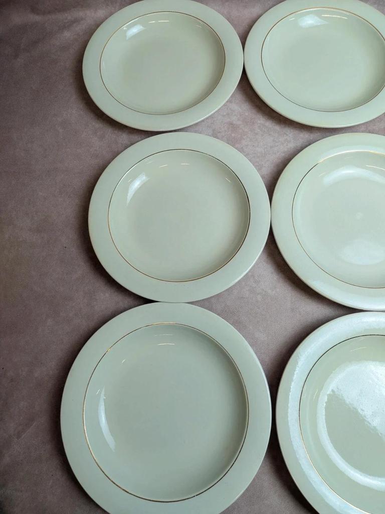 Lot de 12 assiettes creuses Opaceline Salins liseré doré vintage