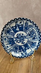 Paire de sous-coupes anciennes bleues décor oriental