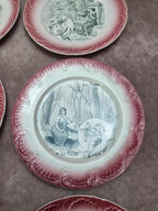 Série complète 12 assiettes parlantes Digoin Sarreguemines, terre de fer, Les Fleurs vintage