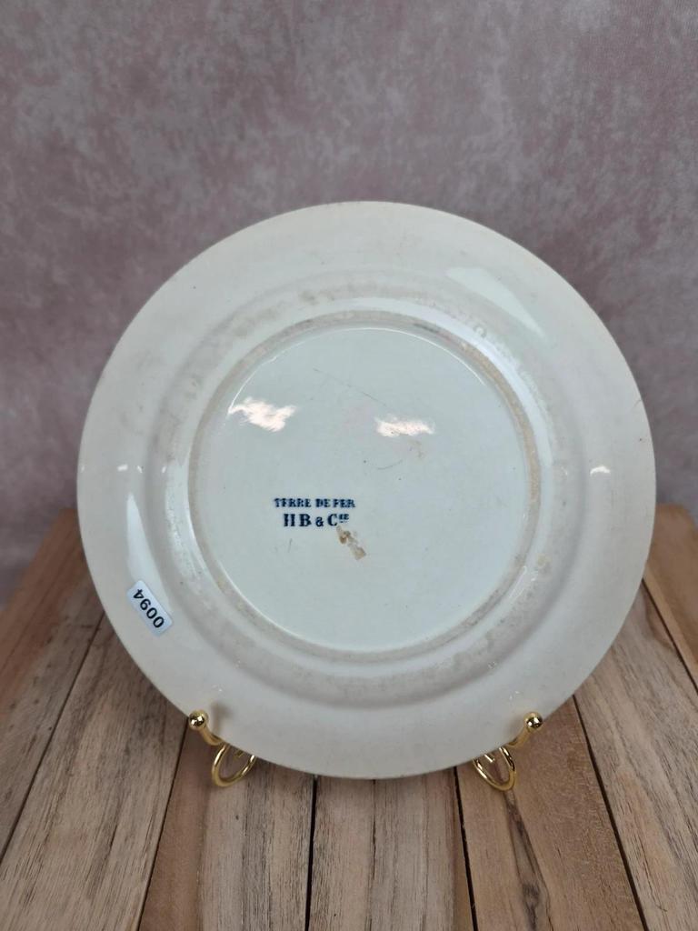 Assiette Terre de Fer Hb & Cie Choisy-le-roi – Oiseau & fruits – Xixe